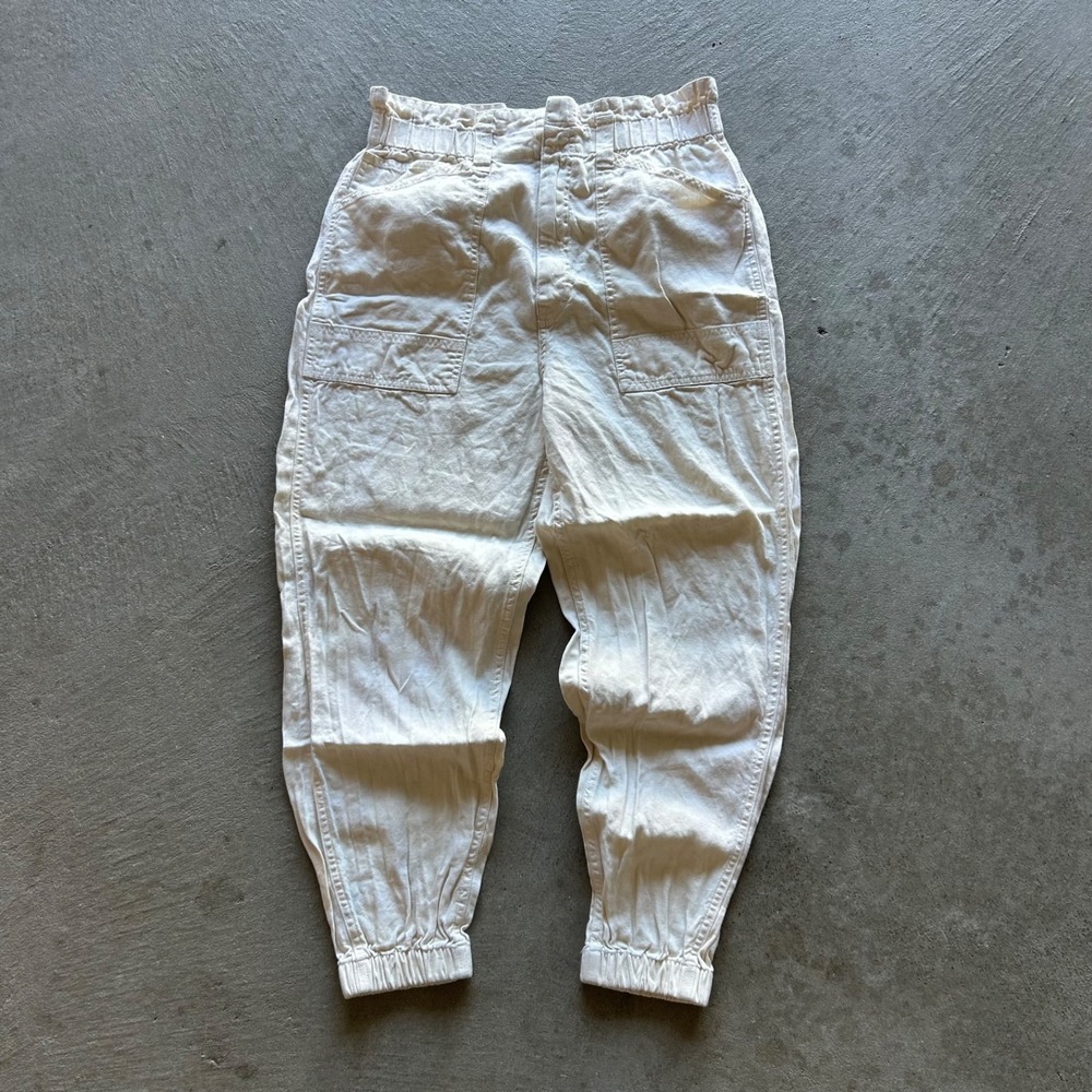 Polo Ralph Lauren Pants Womens Size 28R White Joggers High Waisted Linen Cotton